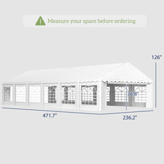 Outsunny 20' x 40' Party Tent, Outdoor Canopy Tent with Removable Sidewalls, 12 Windows for Parties, Wedding, Events, BBQ, White