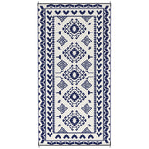 Outsunny Reversible Outdoor Rug, Waterproof Plastic Straw with Carry Bag, 9' x 18', Blue & White Rhombus Patchwork
