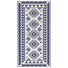 Outsunny Reversible Outdoor Rug, Waterproof Plastic Straw with Carry Bag, 9' x 18', Blue & White Rhombus Patchwork