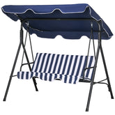 Outsunny 3-Seat Outdoor Patio Swing Chair with Cushion, Steel Frame Stand, Adjustable Tilt Canopy for Patio, Garden, Dark Blue