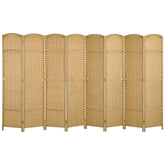 HOMCOM Folding Room Divider Screen 8 Panel 5.6 ' Tall Privacy Screen Freestanding Room Partition for Home Office, Nature Wood