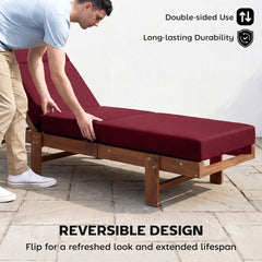 Outsunny Chaise Lounge Cushion, 4" Thick Outdoor Lounge Chair Cushion with Ties for Patio, 21" x 72", Red