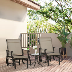 Outsunny Outdoor Gliding Chairs Set Durable Compact for Patio, Bistro Tea Time, Perfect for Couples & Families, Gray