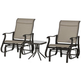 Outsunny Outdoor Gliding Chairs Set Durable Compact for Patio, Bistro Tea Time, Perfect for Couples & Families, Gray