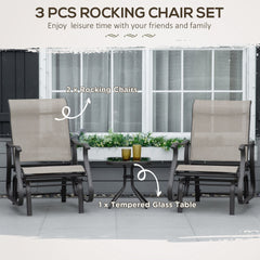 Outsunny Outdoor Gliding Chairs Set Durable Compact for Patio, Bistro Tea Time, Perfect for Couples & Families, Gray