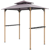 Outsunny 8' x 5' Grill Gazebo, Double Tiered Barbecue Grill Gazebo Shelter with 2 Side Shelves and 10 Hooks for Patio, Garden