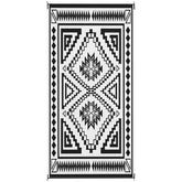 Outsunny Reversible Outdoor Rug, Waterproof Plastic Straw with Carry Bag, 9' x 18', Black & White Square Patchwork