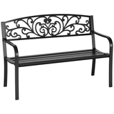 Outsunny 50" Blossoming Pattern Garden Decorative Patio Park Bench with Beautiful Floral Design & Relaxing Comfortable Build