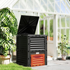 Outsunny Garden Compost Bin 80 Gallon Outdoor Large Capacity Composter Fast Create Fertile Soil Aerating Box, Orange