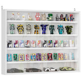 HOMCOM 5-Tier Display Cabinet, Wall-Mounted Display Case with 2 Glass Doors and Adjustable Shelves, White
