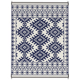 Outsunny Reversible Outdoor Rug, Waterproof Plastic Straw with Carry Bag, 9' x 12', Blue & White Rhombus Border