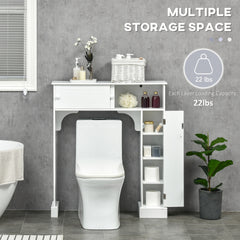 HOMCOM Over The Toilet Bathroom Cabinet, Freestanding Bathroom Storage Organizer with Adjustable Shelves, Toilet Rack, White
