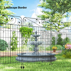 Outsunny Garden Fence, 4 Pack Steel Fence Panels, 11.5' L x 43" H, Rust-Resistant Decorative Border Flower Edging for Yard, Landscape, Patio, Outdoor Decor, Square Vines