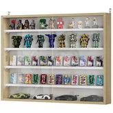 HOMCOM 5-Tier Display Cabinet, Wall-Mounted Display Case with 2 Glass Doors and Adjustable Shelves, Oak and White