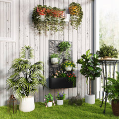 Outsunny Metal Garden Bed with Trellis for Climbing Plants, Freestanding or Wall Mounted Flower Bed for Garden, Patio, Balcony