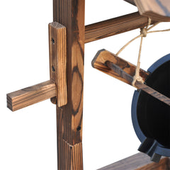Outsunny Outdoor Wooden Wishing Well Fountain with Adjustable Water Flow Rate, Rustic Waterfall Fountain, Carbonized Finish