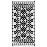 Outsunny Reversible Outdoor Rug, Waterproof Plastic Straw with Carry Bag, 9' x 18', Black & White Rhombus Border
