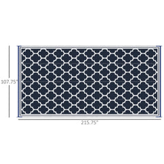 Outsunny Reversible Outdoor Rug, 9' x 18' Waterproof Plastic Straw Floor Mat, Portable RV Camping Carpet, Large Floor Mat for Backyard, Deck, Picnic, Beach, Blue & White