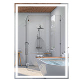 HOMCOM 32" x 24" Bathroom Mirror with LED Lights, Dimmable Makeup Mirror, Vanity Mirror with 3 Colors, Smart Touch