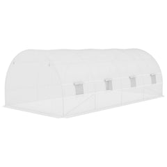 Outsunny 19.7' x 9.8' x 6.6' Plastic Greenhouse Cover Replacement, Heavy Duty Waterproof Tarp for Hoop House, Sheeting with 12 Windows, Door & Reinforcement Grid, White