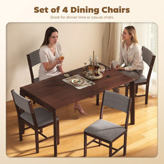 HOMCOM Modern Dining Chairs Set of 4, Linen Fabric Kitchen Chairs with Rubberwood Legs for Dining Room, Living Room, Gray