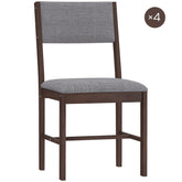 HOMCOM Modern Dining Chairs Set of 4, Linen Fabric Kitchen Chairs with Rubberwood Legs for Dining Room, Living Room, Gray
