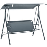 Outsunny 3-Person Porch Swing with Stand, Outdoor Swing for Patio Porch with Adjustable Tilt Canopy and Comfortable Swing Bench-Style Seat, Steel Frame, Gray