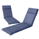 Outsunny Outdoor Chaise Lounge Cushions Set of 2 with 6 Ties, High-Density Foam, for Patio and Poolside, Navy Blue