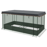 Outsunny Galvanized Steel Planter Box with Crop Cage and Shade Cloth, Raised Garden Bed for Flowers, Veggies and Herbs, Gray