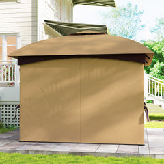Outsunny 11' x 11' Outdoor Gazebo, Double Roof Patio Gazebo with Curtains, Church Windows, Galvanized Steel Frame, Beige