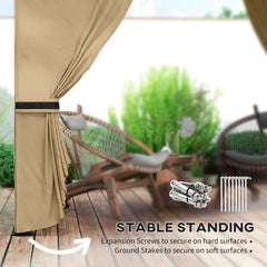 Outsunny 11' x 11' Outdoor Gazebo, Double Roof Patio Gazebo with Curtains, Church Windows, Galvanized Steel Frame, Beige