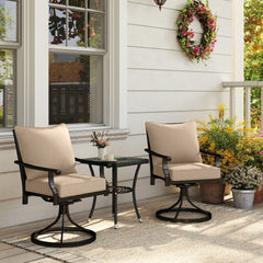 Outsunny Patio Chair Cushions Set of 2 with Seat & Backrest, Fade Resistant Seat Replacement Cushion Set, Beige