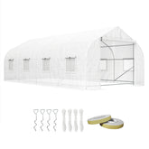 Outsunny Walk In Tunnel Greenhouse, Portable Outdoor Plant House with Roll Up Doors