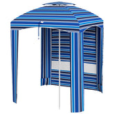 Outsunny 5.8' x 5.8' Cabana Umbrella for Travel, Walls, Vents, Ruffles, Carry Bag, Beach Umbrella, Blue Stripe