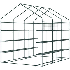 Outsunny 8' x 6' x 7' Temporary Greenhouse for Growing Flowers with Mesh Door & Windows Green