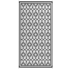 Outsunny Reversible Outdoor Rug, Waterproof Plastic Straw with Carry Bag, 9' x 18', Black & White Lantern
