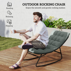 Outsunny 2 Pieces Outdoor Patio Rocking Chairs, Rocking Porch Chairs with Mesh Deep Seats for Indoor, Porch, Balcony, Dark Gray