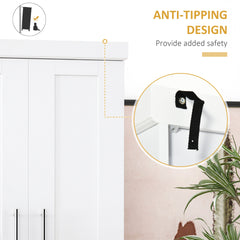 HOMCOM White Pantry Cabinet with Adjustable Shelving for Kitchen, Perfect for Family, White