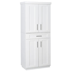 HOMCOM White Pantry Cabinet with Adjustable Shelving for Kitchen, Perfect for Family, White
