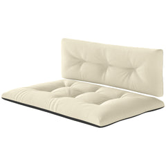 Outsunny 2 Seater Pallet Cushions Outdoor 3.9" Thick Replacement Cushions - Tufted Design for Garden, Patio, Cream White
