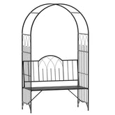 Outsunny Metal Trellis Arbor Arch for Climbing Plants with Garden Bench, Grow Grapes & Vines, Patio Decor & 2-Person Outdoor Interlacing Decorative Seating with Tips, 484 lbs. Weight Capacity, Black