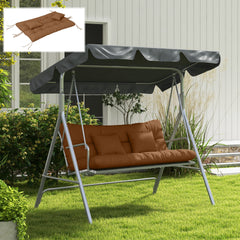 Outsunny 59" Tufted Bench Cushions & Throw Pillows, Replacement Bench Seat Pad, Back & 2 Pillows for Outdoor Furniture, Tan