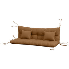 Outsunny 59" Tufted Bench Cushions & Throw Pillows, Replacement Bench Seat Pad, Back & 2 Pillows for Outdoor Furniture, Tan
