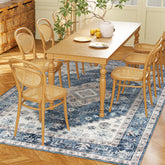 HOMCOM 4x6 Area Rug, Vintage Washable Rug, Non-Slip Floor Carpet for Living Room, Bedroom, Dining Room, Blue