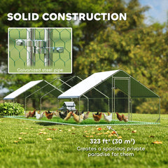 PawHut Large Chicken Coop with Waterproof and Anti-UV Cover, Spire Shaped for Outdoor and Yard Farm Use, 33' x 10' x 6.4'