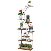 Outsunny Plant Stand Indoor, 8 Tier 62" S-Shaped Plant Shelf, Corner Plant Rack for Multiple Plants, Carbonised Finish