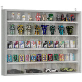 HOMCOM 5-Tier Display Cabinet, Wall-Mounted Display Case with 2 Glass Doors and Adjustable Shelves, Gray