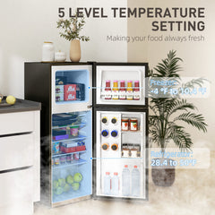 HOMCOM Small Fridge with Freezer, 4 Cu Ft Refrigerator with Reversible Doors, Black