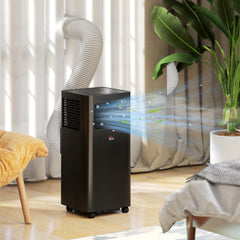 HOMCOM 10000 BTU Mobile Air Conditioner, 441 Sq. Ft., AC Unit with Dehumidifier, Sleep, 24H Timer On/Off, Window Kit, Black