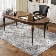 HOMCOM 4x6 Area Rug, Vintage Machine Washable Rug, Non-Slip Carpet for Living Room, Bedroom, Dining Room, Brown and Green